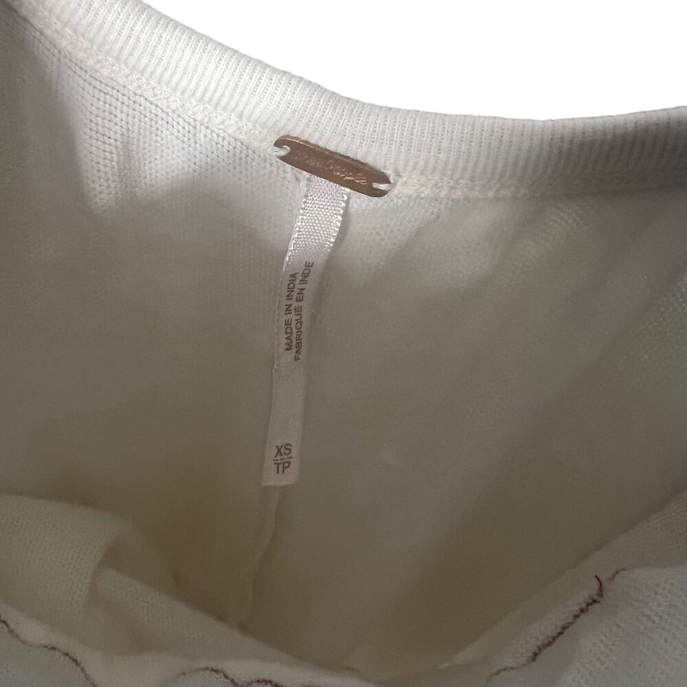 Free People White Blue Ragland Long Sleeve Top XS - Picture 4 of 8